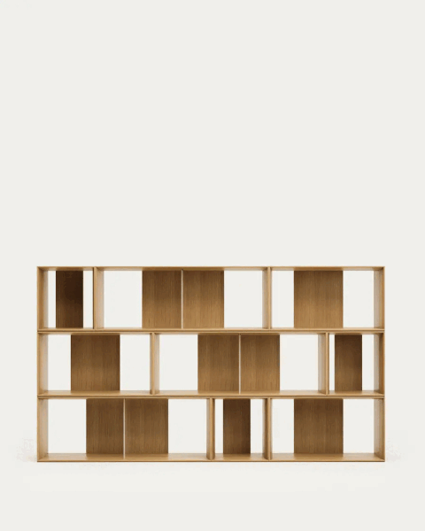 Natúr színű moduláris polcrendszer szett tölgyfa dekorral 9 db-os 202x114 cm Litto – Kave Home-image-4