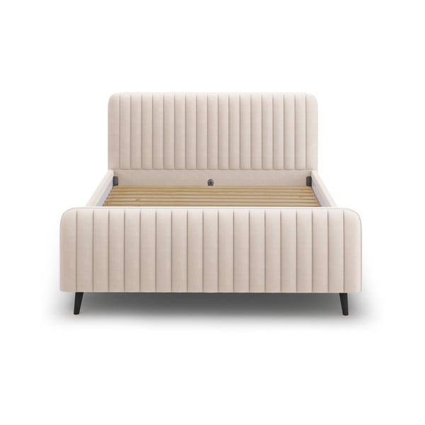 Bézs kárpitozott franciaágy ágyráccsal 180x200 cm Lily - Micadoni Home-image-2