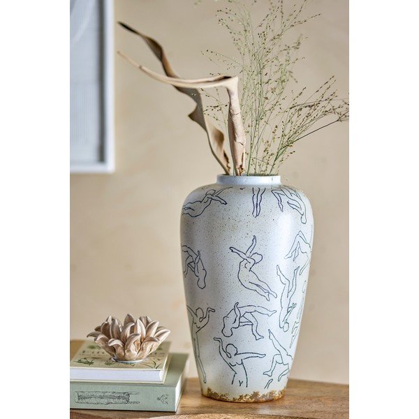 Krémszínű agyagkerámia váza (magasság 34 cm) Adah – Bloomingville-image-1