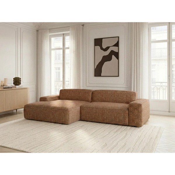Narancssárga kinyitható-elektromos ülésállítással sarokkanapé (bal oldali) Abel – Bobochic Paris-image-1