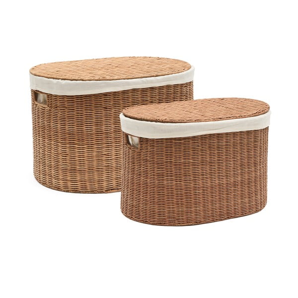 Rattan tárolókosár szett 2 db-os 50x36x32 cm Indali – Kave Home