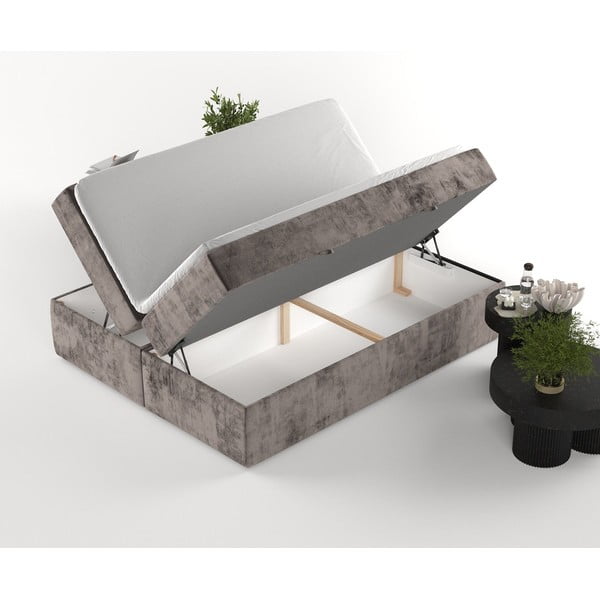 Barna ágyneműtartós boxspring ágy 200x200 cm Yoko – Maison de Rêve-image-3