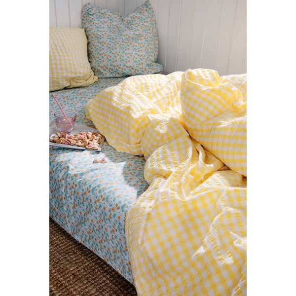 Sárga-fehér egyszemélyes krepp ágyneműhuzat 140x200 cm Bæk&Bølge – JUNA-image-3