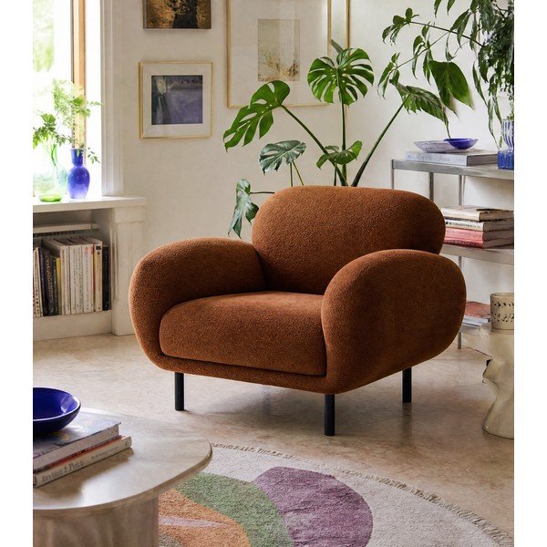Terrakotta színű buklé fotel Poppy – Micadoni -image-1