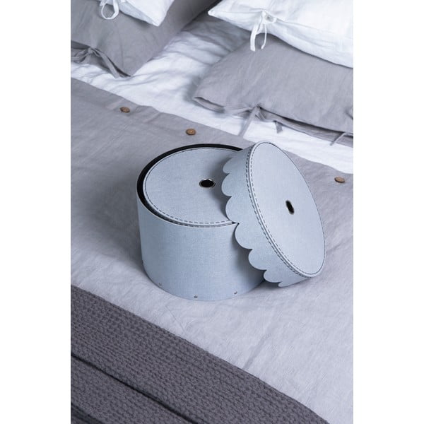 Világosszürke fedeles karton tárolódoboz szett 2 db-os ø 26x17,5 cm Wilma – Bigso Box of Sweden-image-2