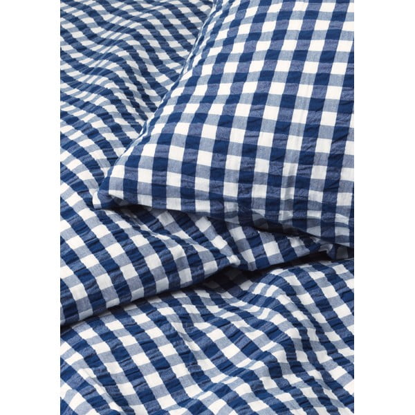 Fehér-sötétkék egyszemélyes krepp ágyneműhuzat 140x200 cm Bæk&Bølge – JUNA-image-2