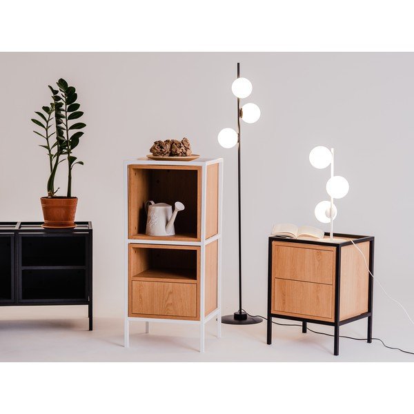 Fehér könyvespolc tölgyfa dekorral 45x102 cm Skap - CustomForm-image-3