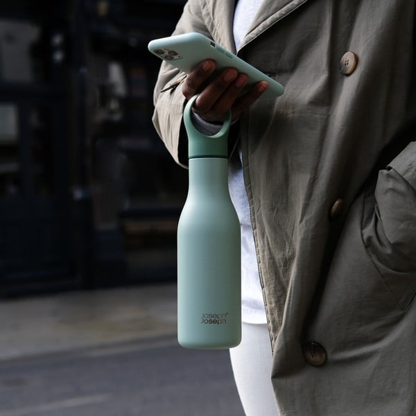 Mentazöld rozsdamentes acél utazó ivópalack 500 ml Loop – Joseph Joseph-image-2