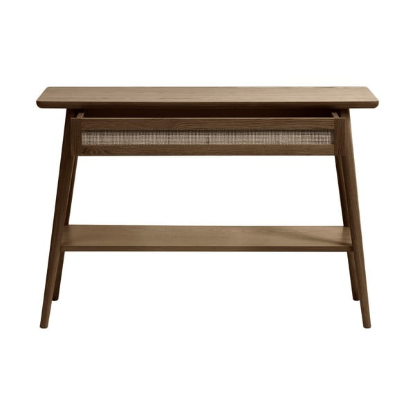 Barna konzolasztal tölgyfa dekoros asztallappal 40x110 cm Barrali – Unique Furniture-image-1