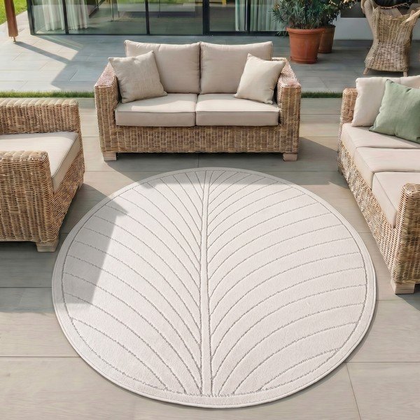Krémszínű kerek kültéri-beltéri szőnyeg ø 120 cm Nova 1204 – Ayyildiz Carpets-image-1