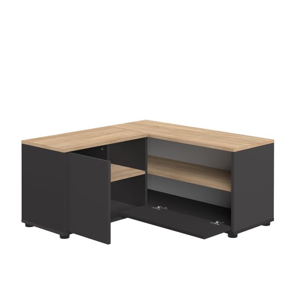 Fekete-natúr színű TV-állvány tölgyfa dekorral 90x45 cm Angle – TemaHome-image-3