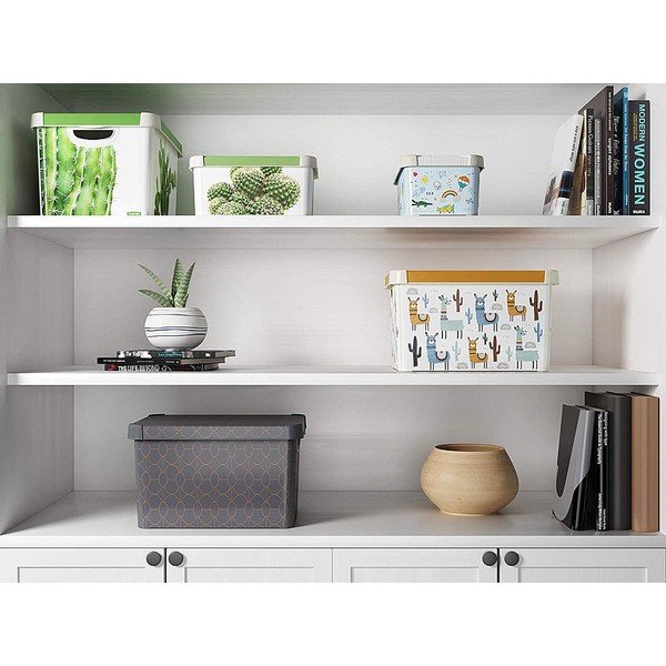 Art Deco sötétszürke tárolódoboz fedéllel, 22 l - Curver-image-1