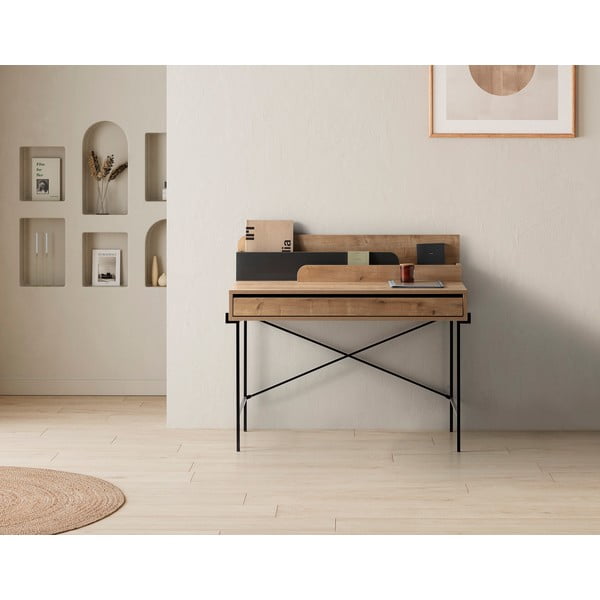 Tölgyfa szekreter típusú íróasztal 60x113 cm Lila – Marckeric-image-2