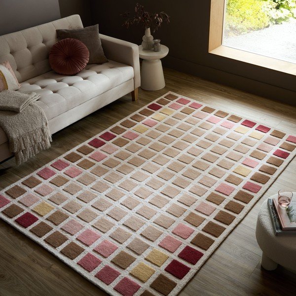Rózsaszín kézi szövésű gyapjú szőnyeg 140x200 cm Renga Wool – Flair Rugs-image-1