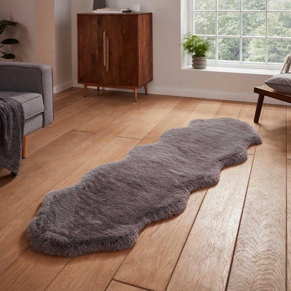 Szürke szintetikus futószőnyeg 60x180 cm Super Teddy – Think Rugs-image-1