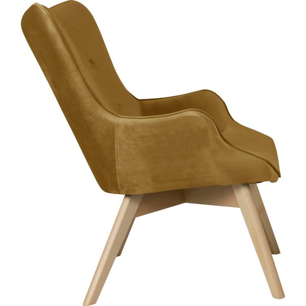 Mustársárga bársony fotel Niko – Ropez-image-3