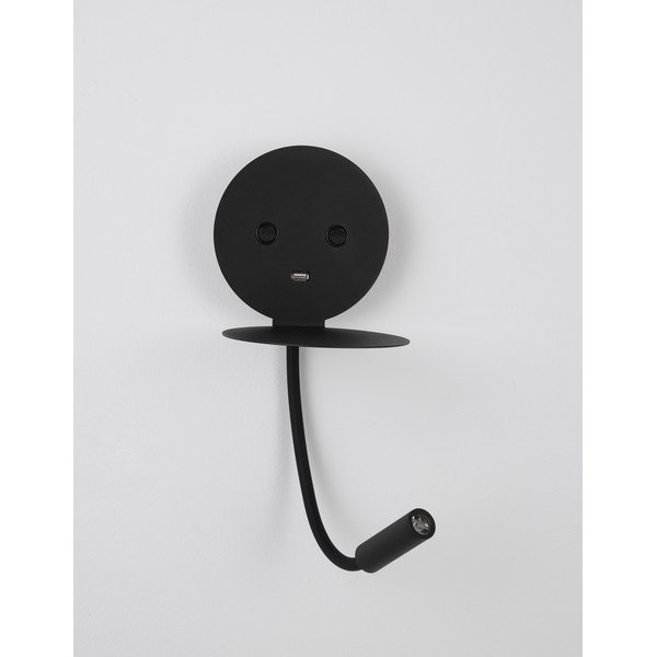 Fekete alumínium LED fali lámpa hajlítható szerkezettel-USB csatlakozóval Eclip – Nova Luce-image-3