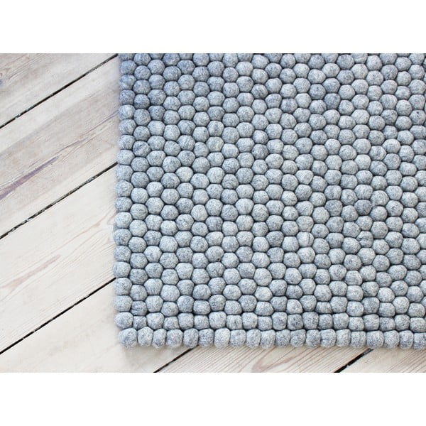 Ball Rugs acélszürke gyapjú golyószőnyeg, 100 x 150 cm - Wooldot-image-1