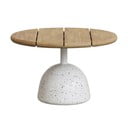 Fehér-natúr színű kerek dohányzóasztal akácfa asztallappal ø 55 cm Saura – Kave Home