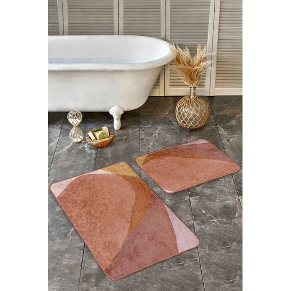 Barna bársony fürdőszobai kilépő szett 2 db-os 60x100 cm – Mila Home-image-4