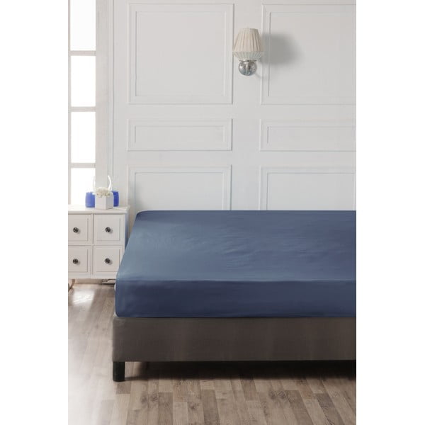 Sötétkék gumis pamut lepedő 140x200 cm – Mijolnir-image-2
