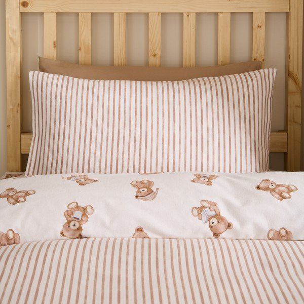 Krémszínű egyszemélyes flanel gyerek ágyneműhuzat 120x150 cm Brushed Teddy Bear – Catherine Lansfield-image-2