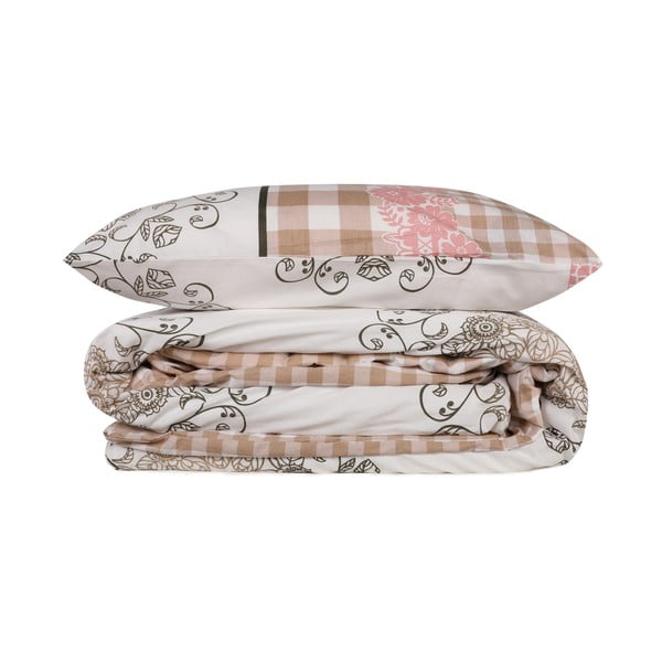 Fehér-rózsaszín egyszemélyes renforcé pamut ágyneműhuzat 140x200 cm Nazenin – Mijolnir