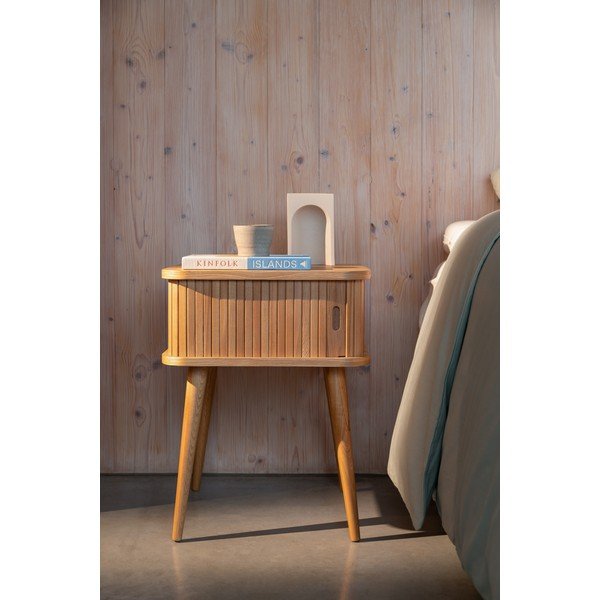 Natúr színű éjjeliszekrény tölgyfa dekorral Barbier – Zuiver-image-3