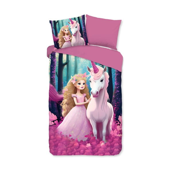 Rózsaszín egyszemélyes-hosszabbított mikroszálas gyerek ágyneműhuzat 140x220 cm Julia – Good Morning