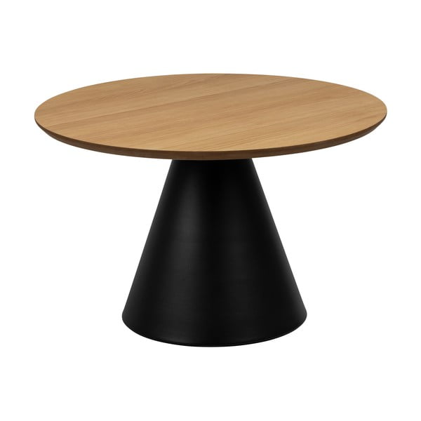 Fekete-natúr színű kerek dohányzóasztal tölgyfa dekoros asztallappal ø 65 cm Soli – Actona