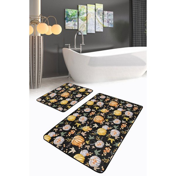 Fekete-narancssárga fürdőszobai kilépő szett 2 db-os 60x100 cm – Mila Home-image-2