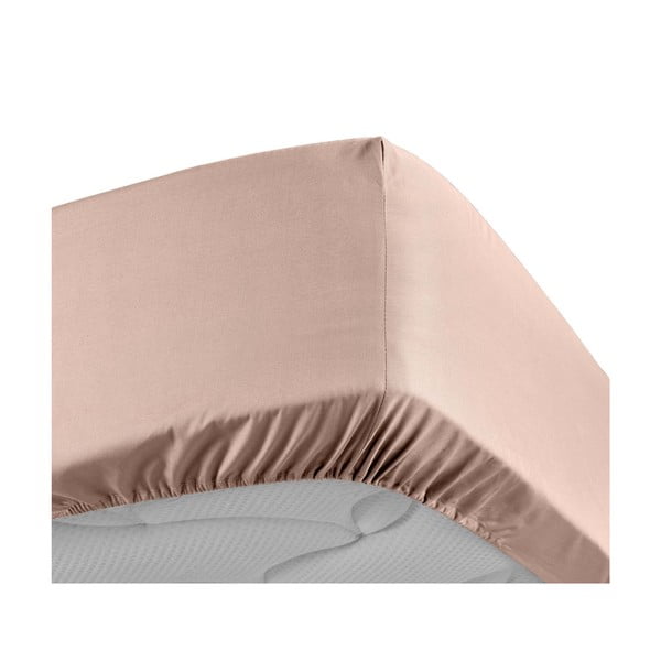 Rózsaszín gumis pamut-perkál lepedő 160x200 cm Percaline – douceur d'intérieur-image-3