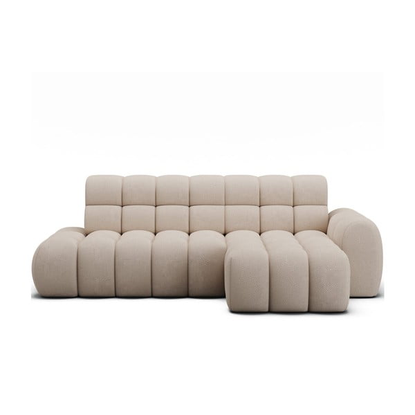 Bézs kinyitható sarokkanapé (jobb oldali-heverő résszel) Ceedro – ELTAP