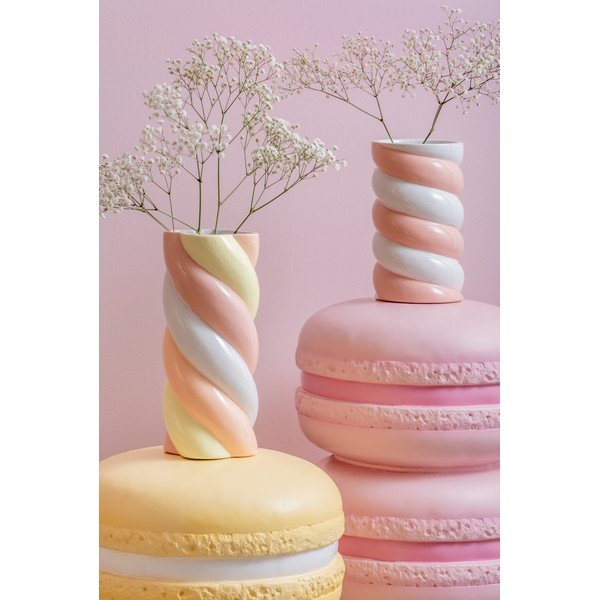 Fehér-rózsaszín kerámia váza (magasság 23 cm) Marshmallow – PT LIVING-image-1