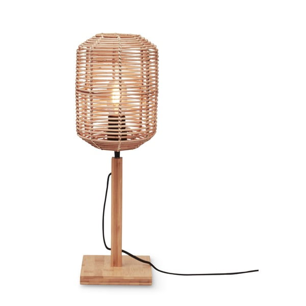 Natúr színű asztali lámpa rattan búrával (magasság 45 cm) Tanami – Good&Mojo