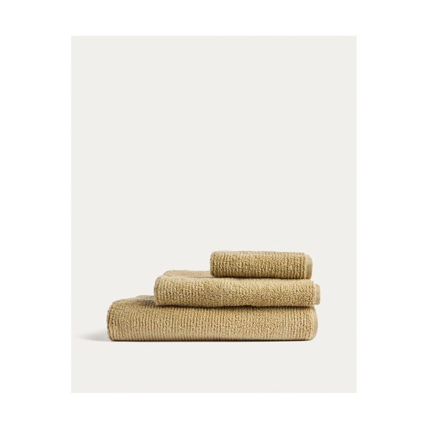 Zöld frottír pamut fürdőlepedő 70x140 cm Olvira – Kave Home-image-4