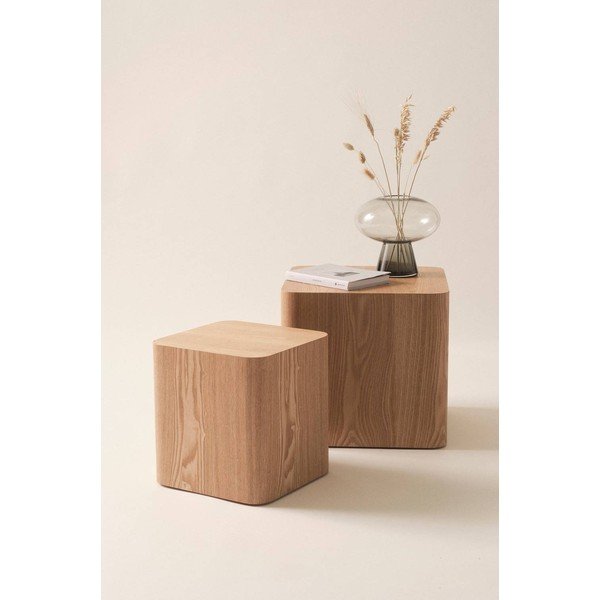 Tárolóasztal szett 2 db-os kőrisfa dekorral 40x40 cm Cubo – Jotex-image-1
