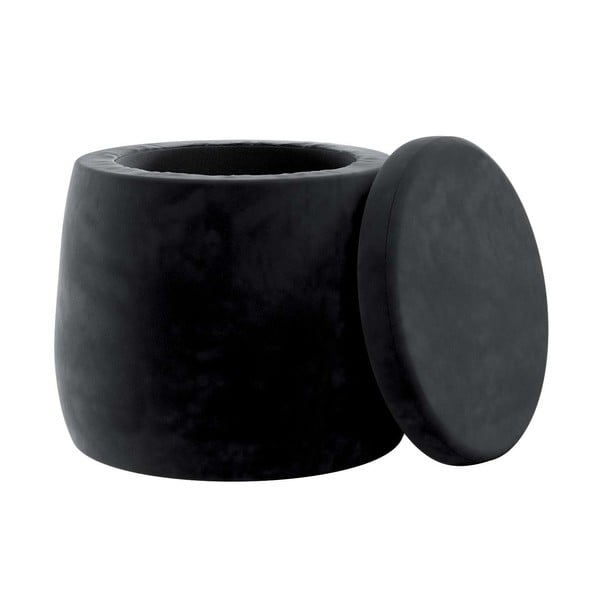 Fekete bársony gyerek puff Posh Velvet – Yellow Tipi-image-1