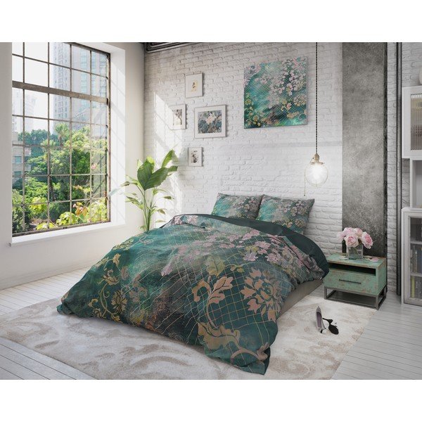 Tiran Flower zöld egyszemélyes pamut ágyneműhuzat, 140 x 200 cm - Pure Cotton-image-4