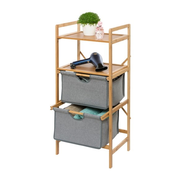 Szürke-barna bambusz fürdőszobai polcos állvány 44x96 cm Bahari – Wenko-image-2