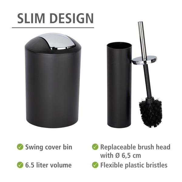 Fekete műanyag fürdőszobai kiegészítő szett Calvo – Wenko-image-3