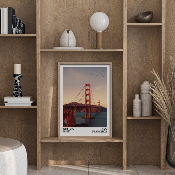Nyomtatott keretezett kép 50x70 cm Golden Gate – Styler-image-1