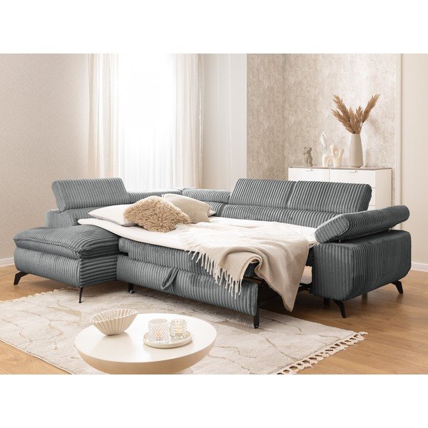 Szürke kordbársony sarokkanapé (bal oldali-L alakú) Marbeya  – Ropez-image-4