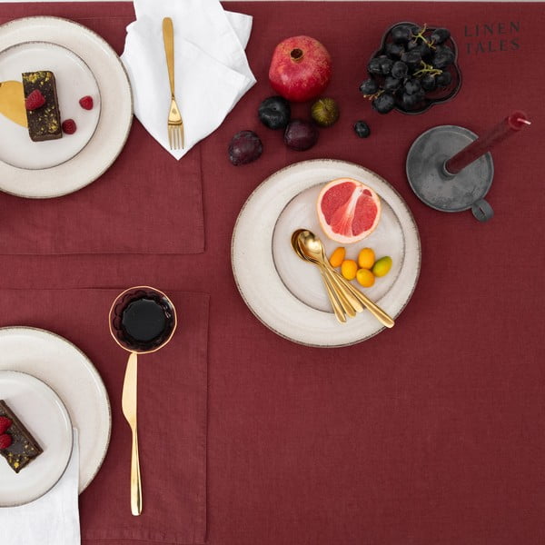 Len tányéralátét 35x45 cm Marsala – Linen Tales-image-2