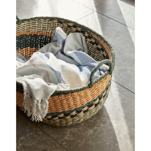 Dream bézs-kék pamut pléd, 140 x 200 cm - Hübsch-image-3