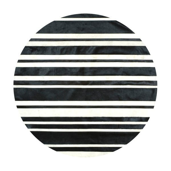 Stripes fekete-fehér állatbőr szőnyeg, ⌀ 100 cm - Pipsa