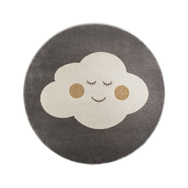 Grey szürke, kerek szőnyeg felhő mintával, ø 80 cm - KICOTI