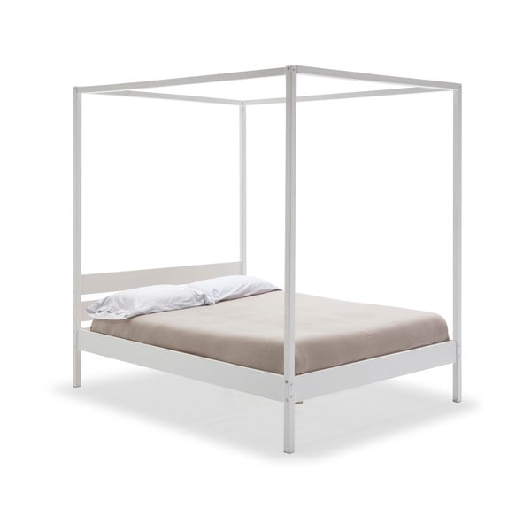 Fehér franciaágy ágyráccsal 140x190 cm Dossel – Marckeric-image-3