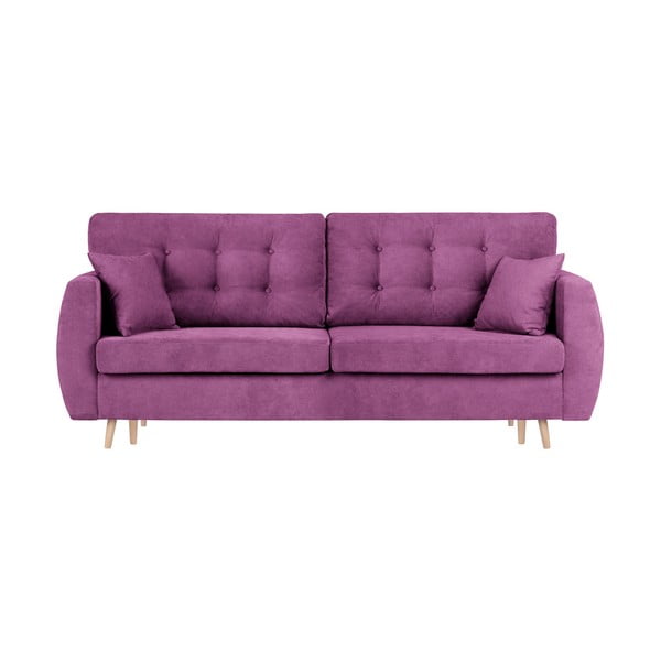 Amsterdam háromszemélyes lila kinyitható kanapé tárolóval, 231 x 98 x 95 cm - Cosmopolitan design