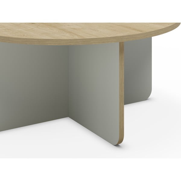 Világoszöld-natúr színű kerek dohányzóasztal tölgyfa dekoros asztallappal ø 80 cm Hillary – Marckeric-image-3